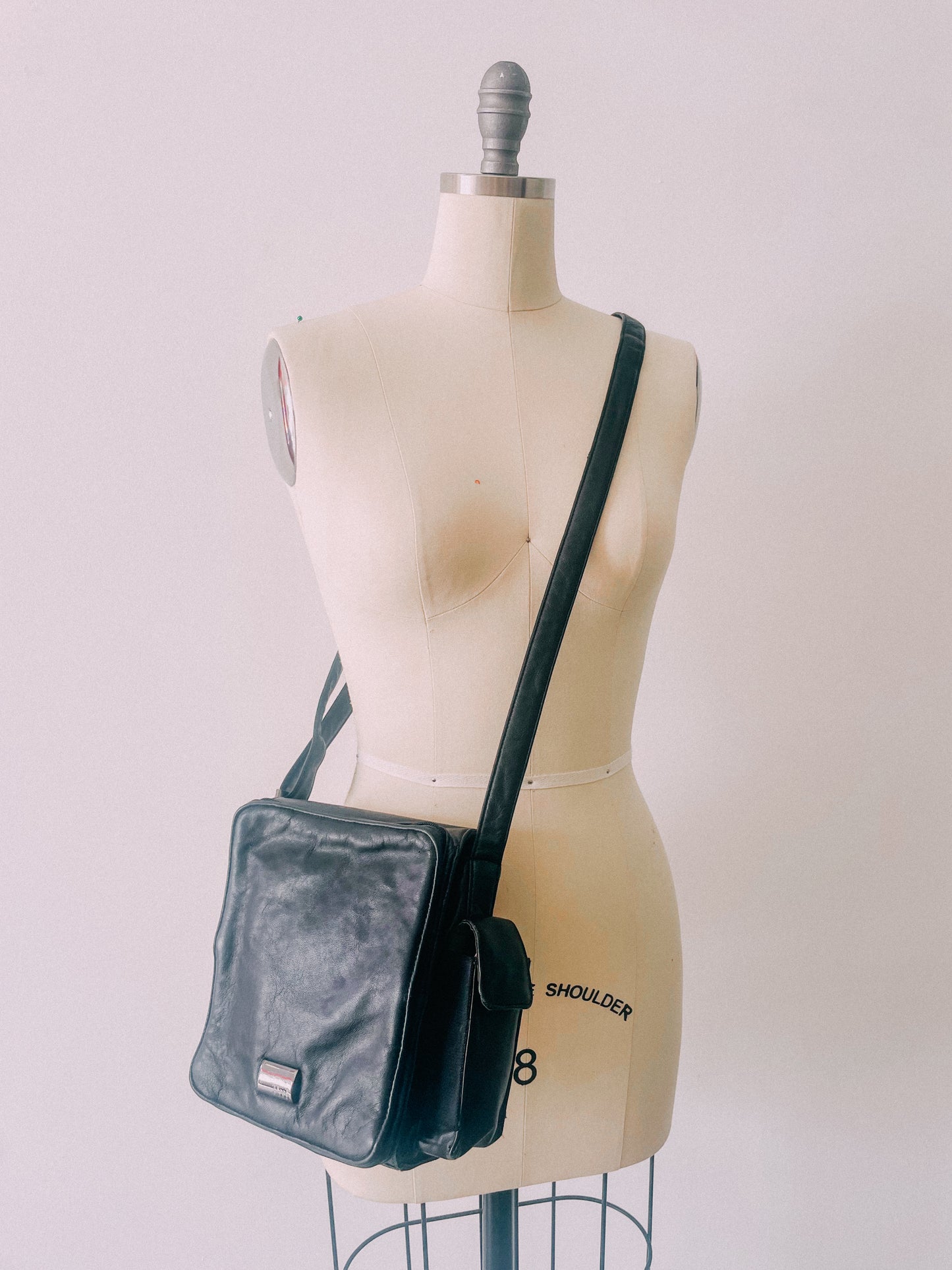 1990s Black Leather Crossbody Bag