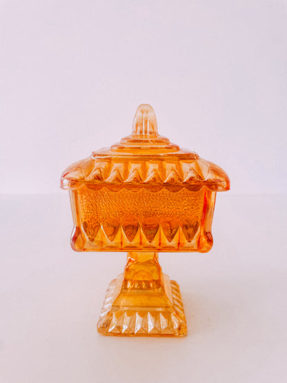 Vintage Iridescent Orange Carnival Glass Catchall