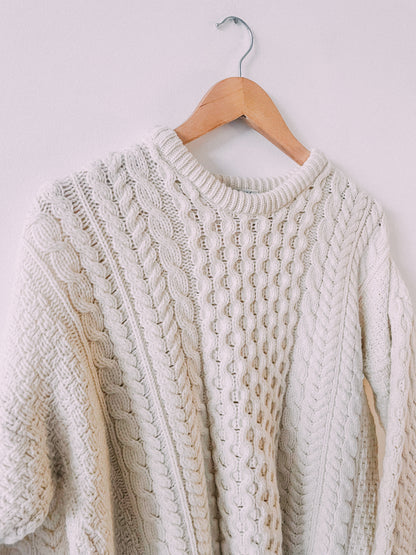 Irish Merino Wool Cable Knit Sweater