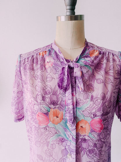 1970s Lavender Sheer Blouse