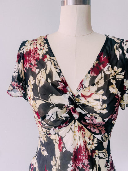 Y2K Moody Florals Silk Top