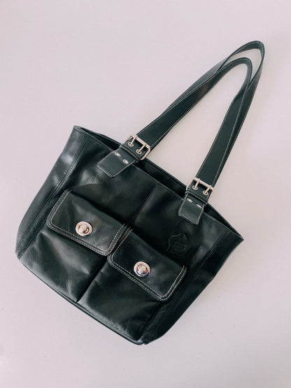 Y2K Black Leather Shoulder Bag