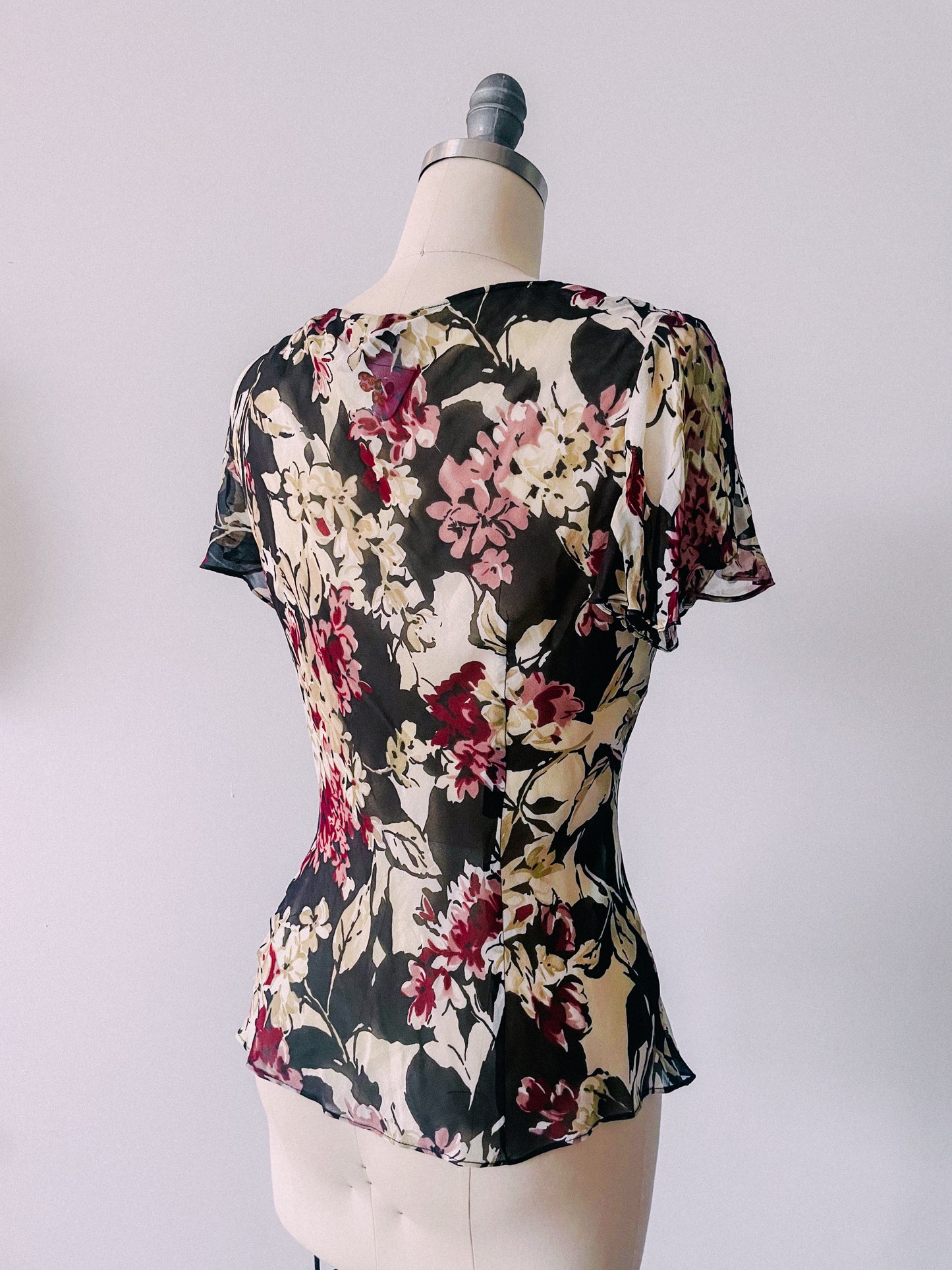 Y2K Moody Florals Silk Top