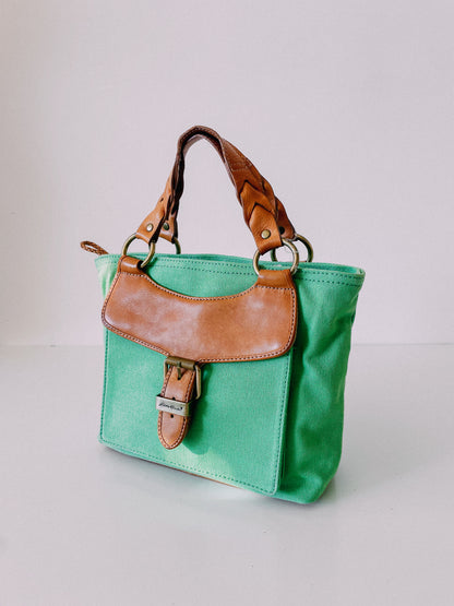 Vintage Green Canvas Handbag