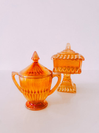 Vintage Iridescent Orange Carnival Glass Cup