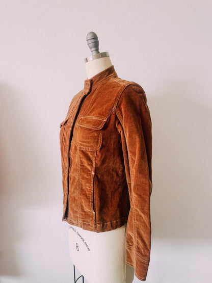 Y2K Brown Corduroy Snap Jacket