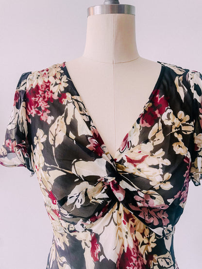 Y2K Moody Florals Silk Top