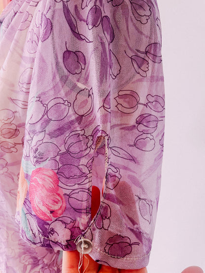 1970s Lavender Sheer Blouse