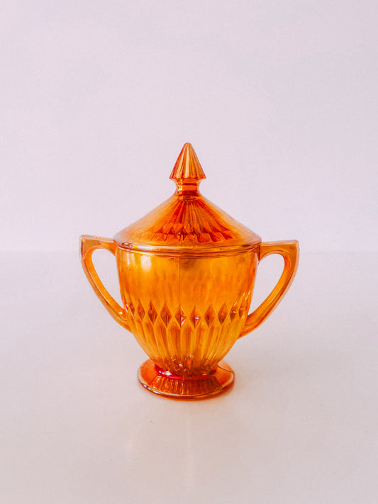 Vintage Iridescent Orange Carnival Glass Cup