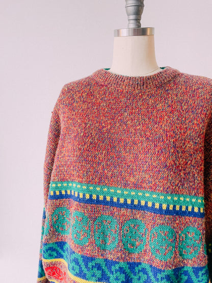 1980s Rainbow Knit Patterned Sweater