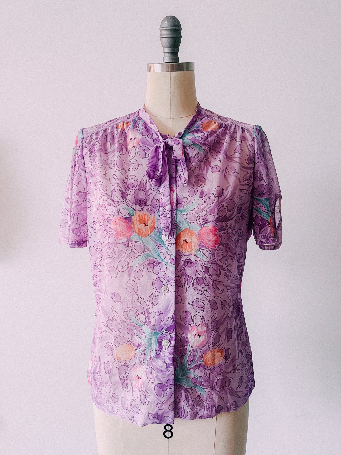 1970s Lavender Sheer Blouse