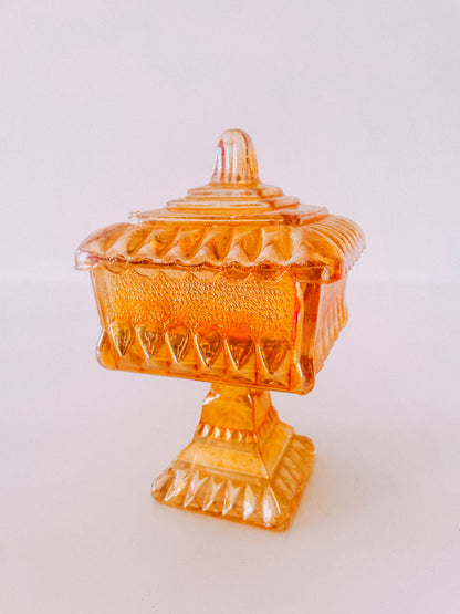 Vintage Iridescent Orange Carnival Glass Catchall