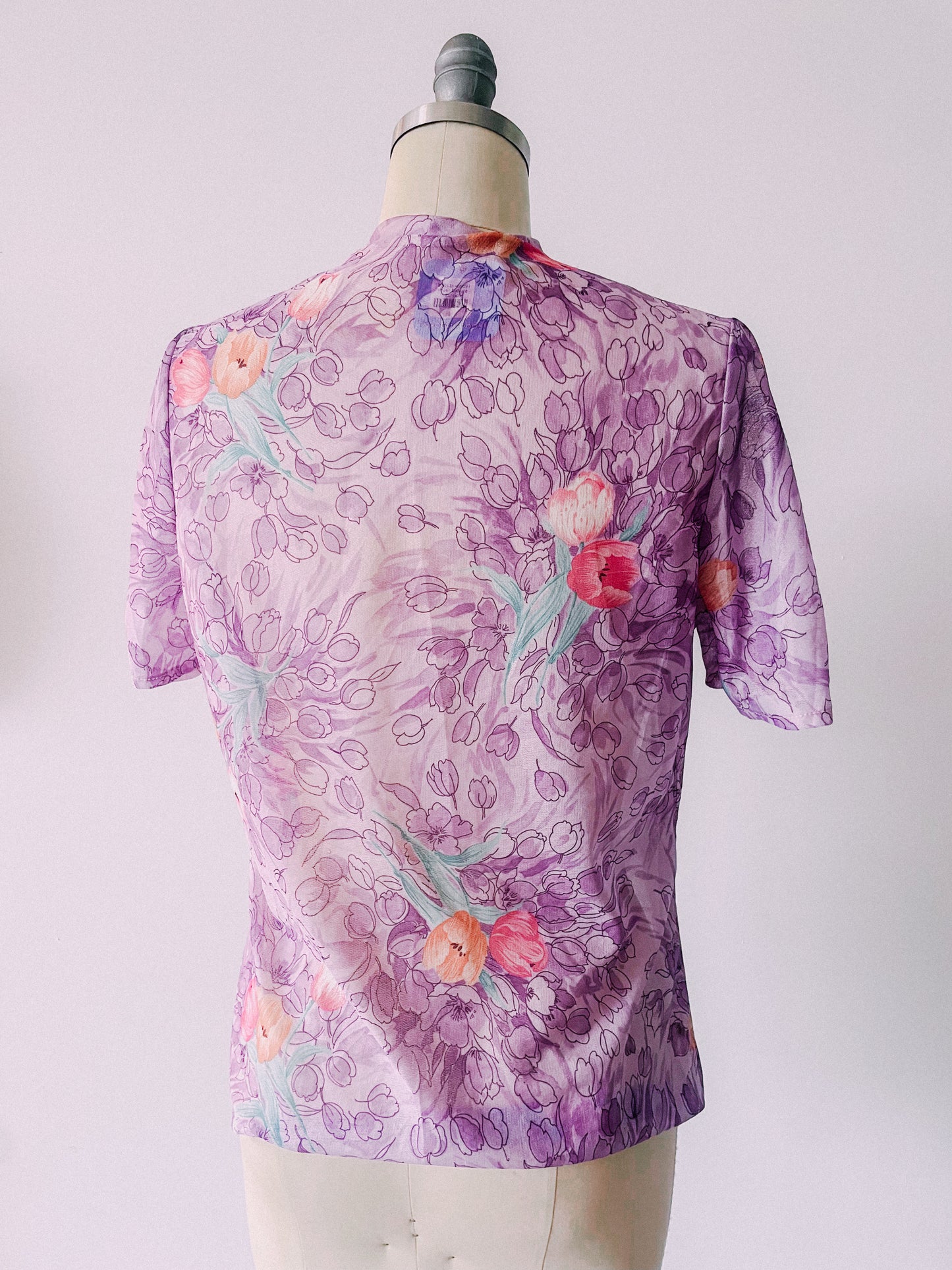 1970s Lavender Sheer Blouse