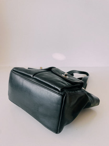 Y2K Black Leather Shoulder Bag