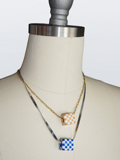 checkered dice necklace