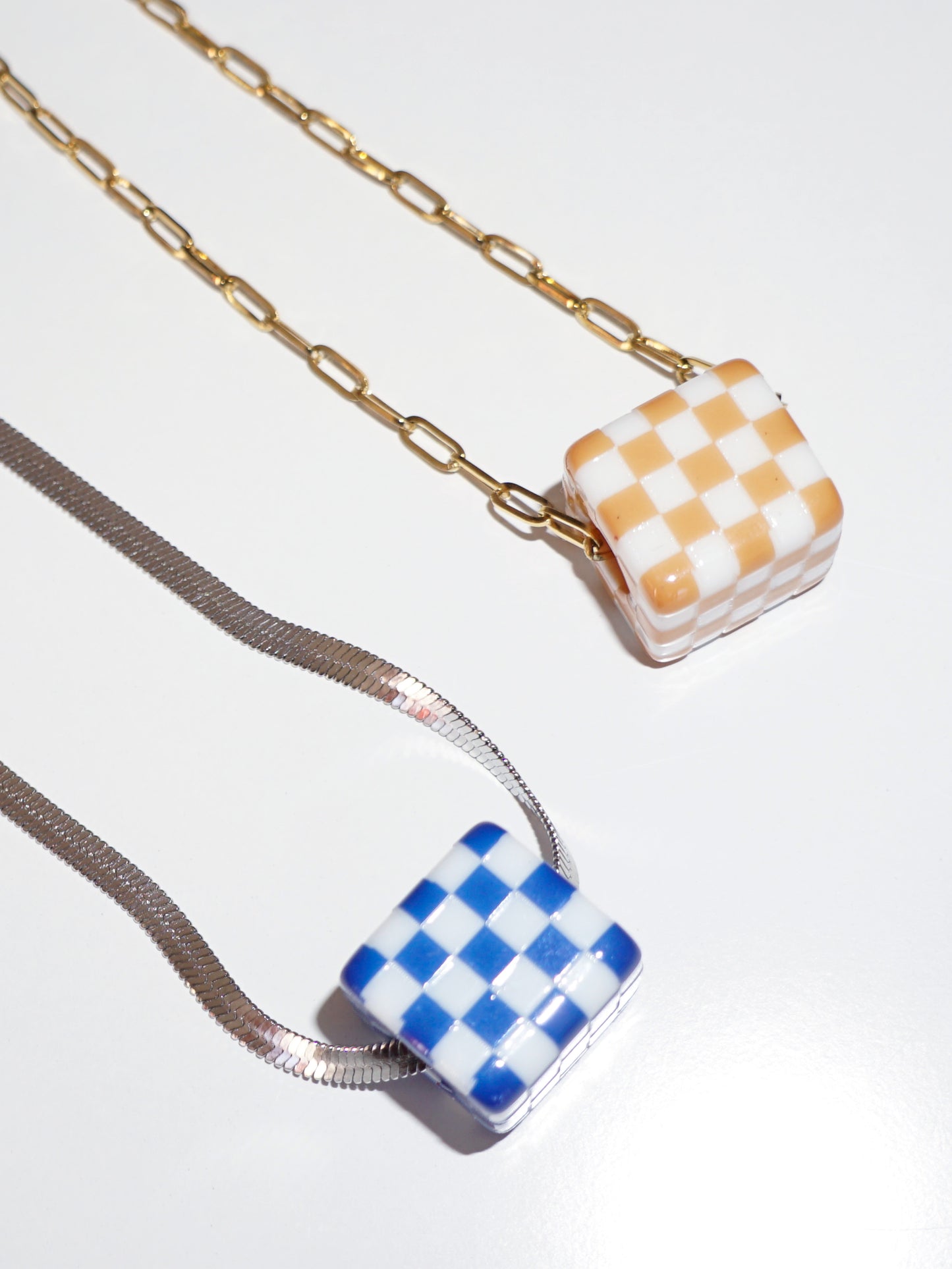 checkered dice necklace