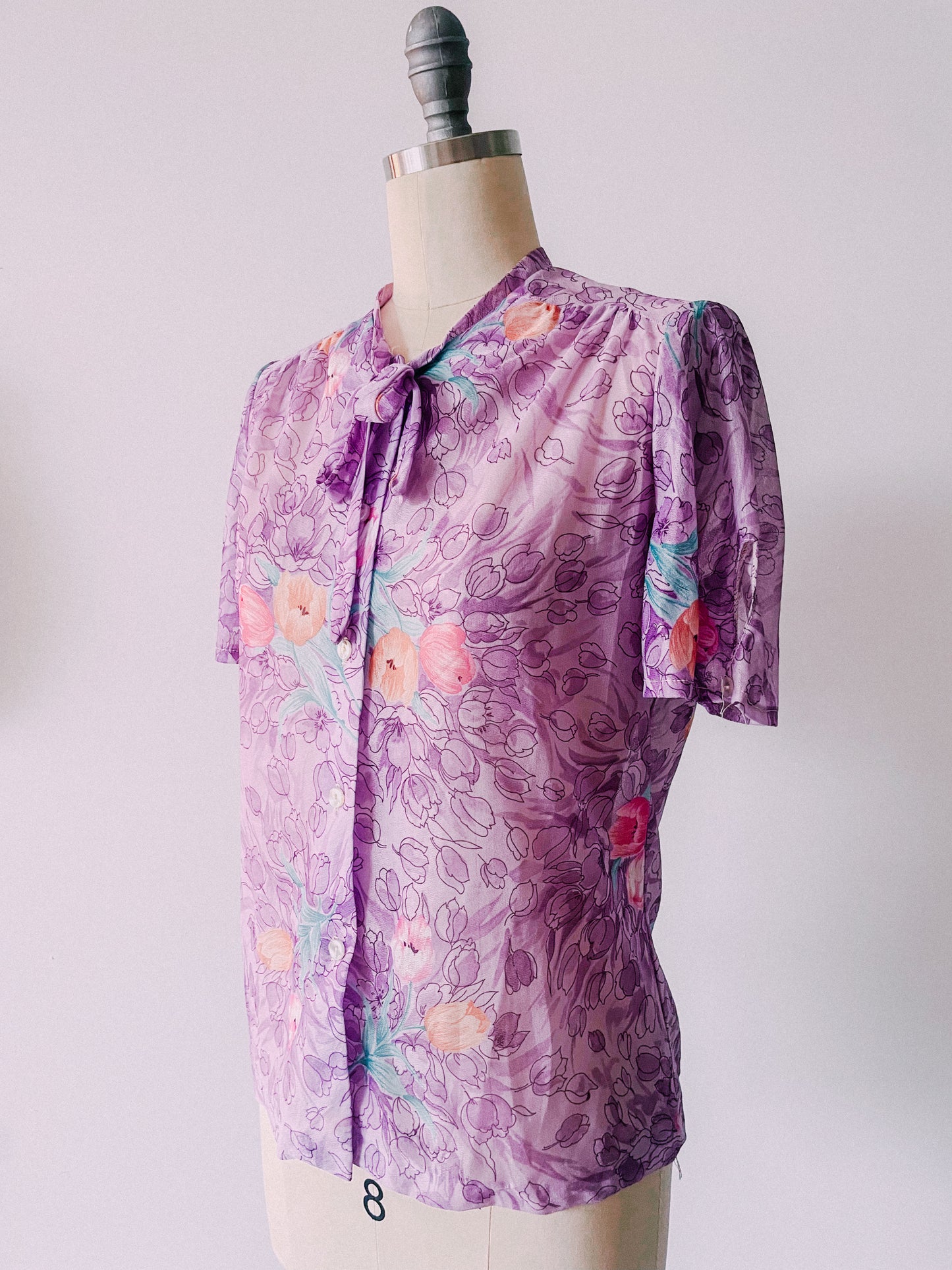 1970s Lavender Sheer Blouse