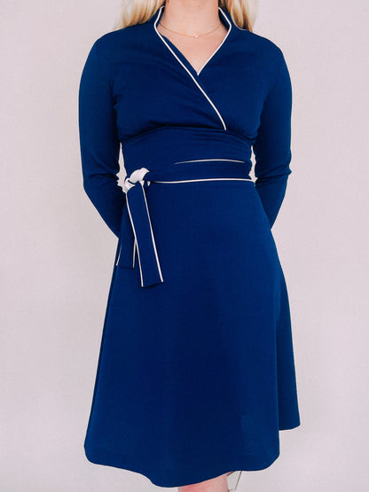 1970s Navy Wrap Dress