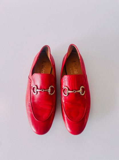 L'Idea by Lori Red Leather Loafer with Bit