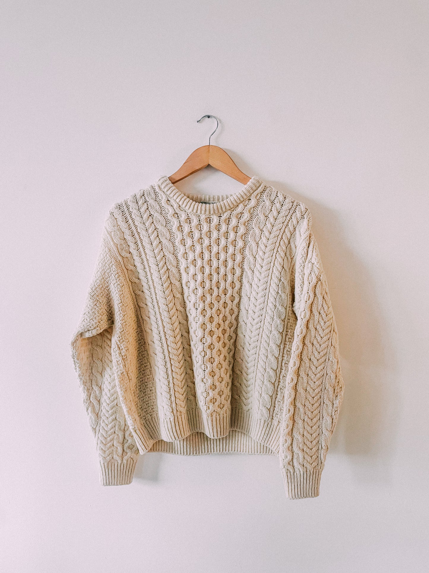 Irish Merino Wool Cable Knit Sweater