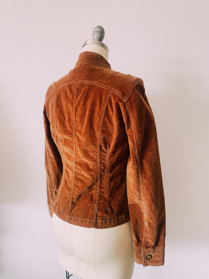 Y2K Brown Corduroy Snap Jacket