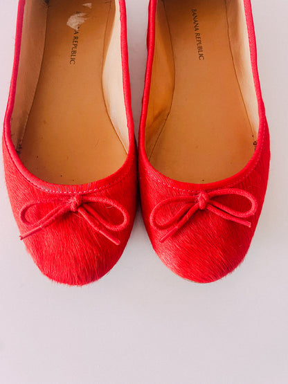 Y2K Red Horsehair Ballet Flats