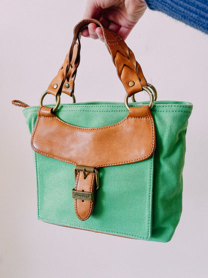 Vintage Green Canvas Handbag