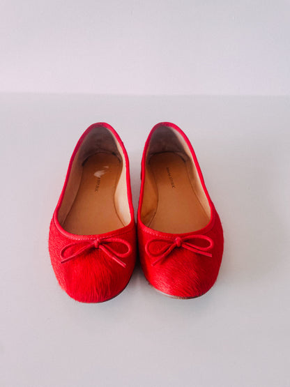 Y2K Red Horsehair Ballet Flats