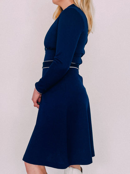 1970s Navy Wrap Dress