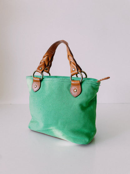 Vintage Green Canvas Handbag