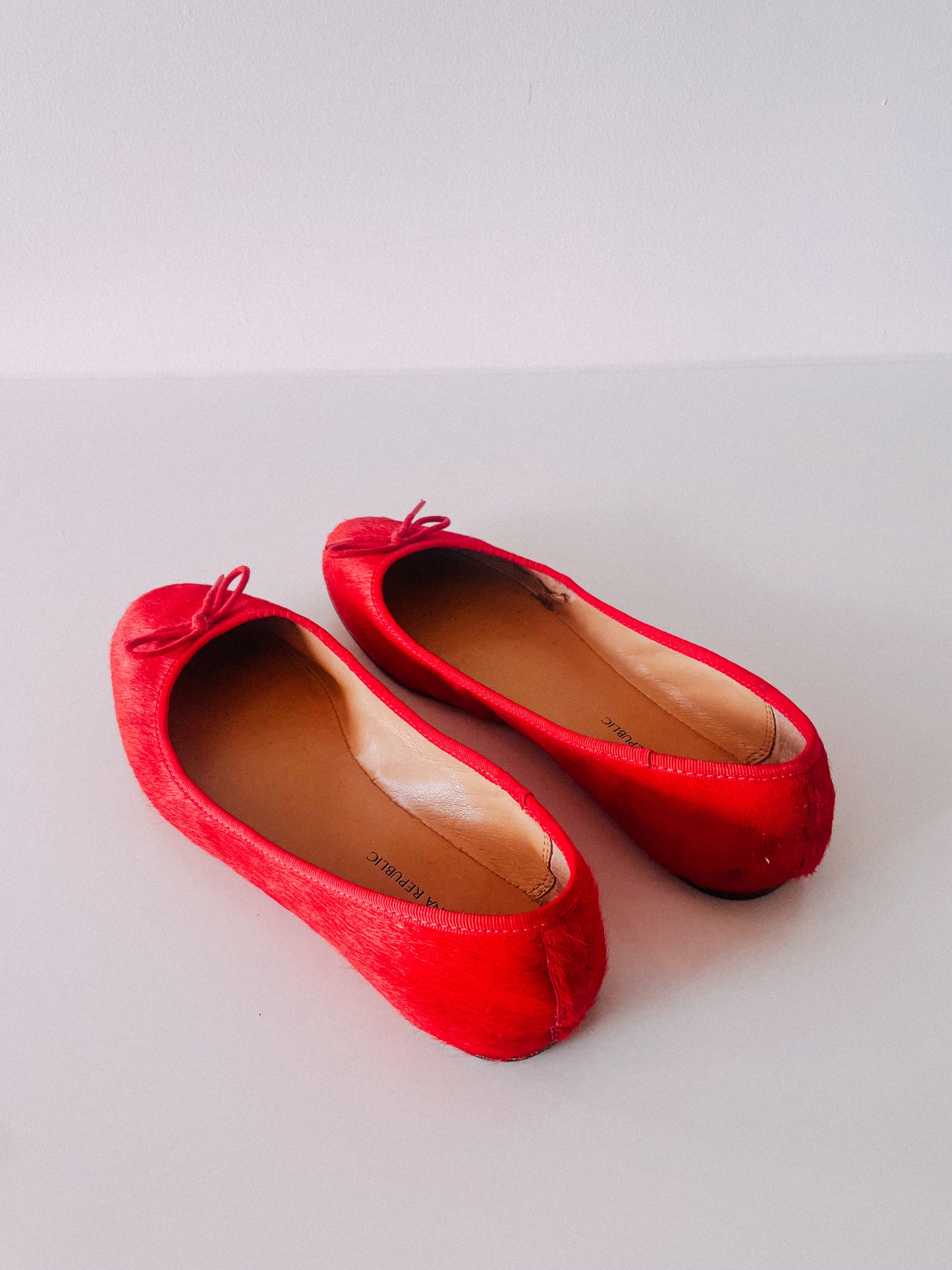 Y2K Red Horsehair Ballet Flats