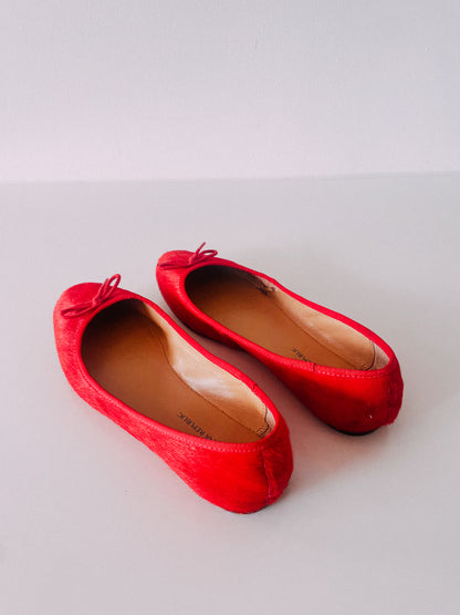 Y2K Red Horsehair Ballet Flats