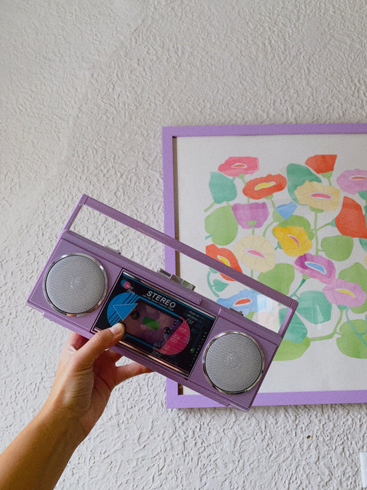 Vintage Lavender Cassette Radio