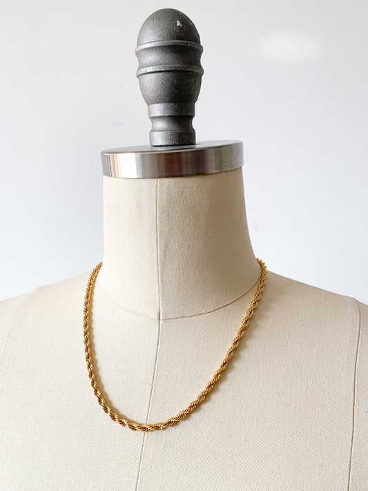 Vintage Gold Rope Chain Necklace