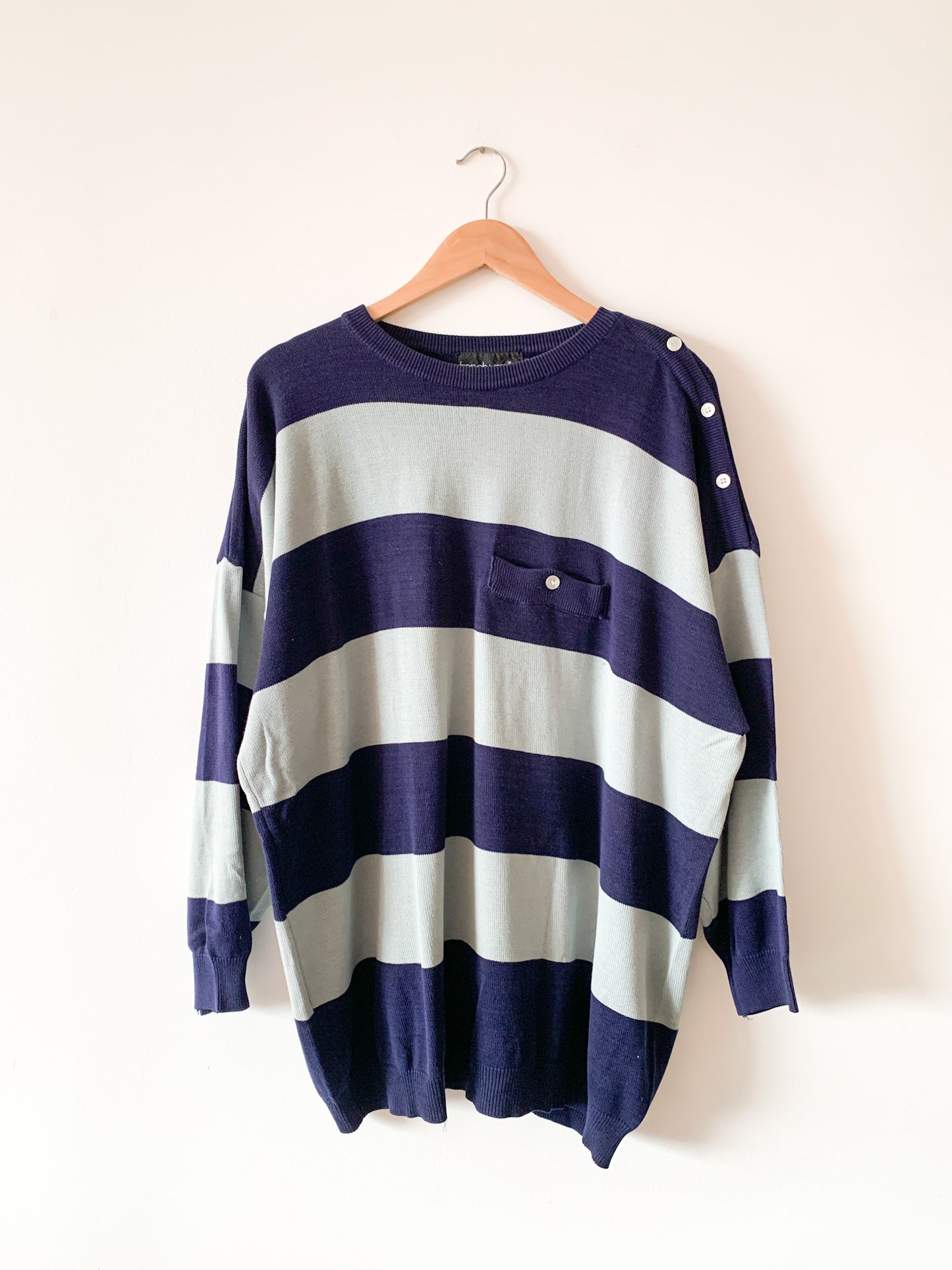 Vintage Striped Blue Button Sweater