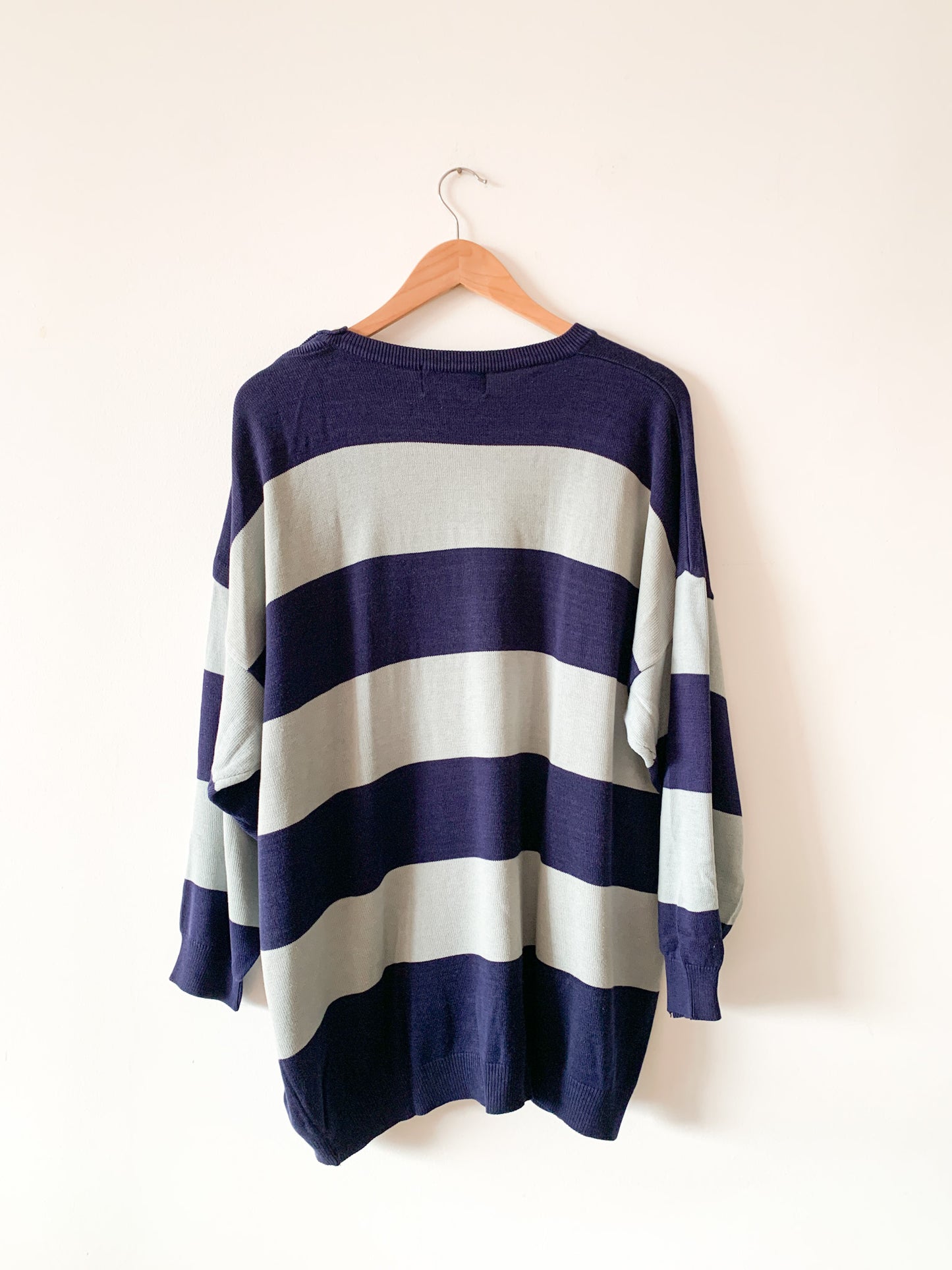 Vintage Striped Blue Button Sweater