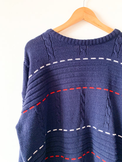 Vintage Dashing Navy Knit Sweater