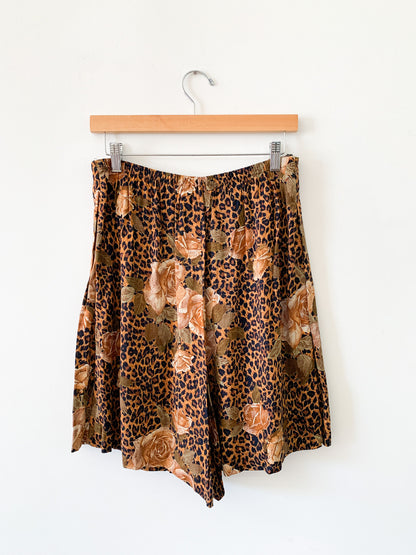 Leopard Floral Wrap Skort