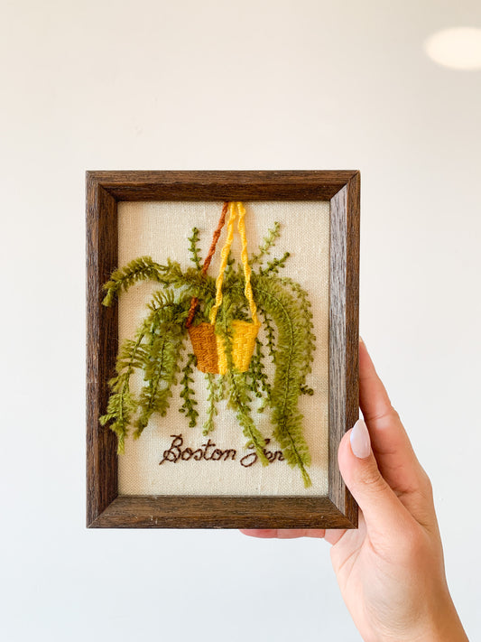 Vintage Boston Fern 3D Framed Embroidery