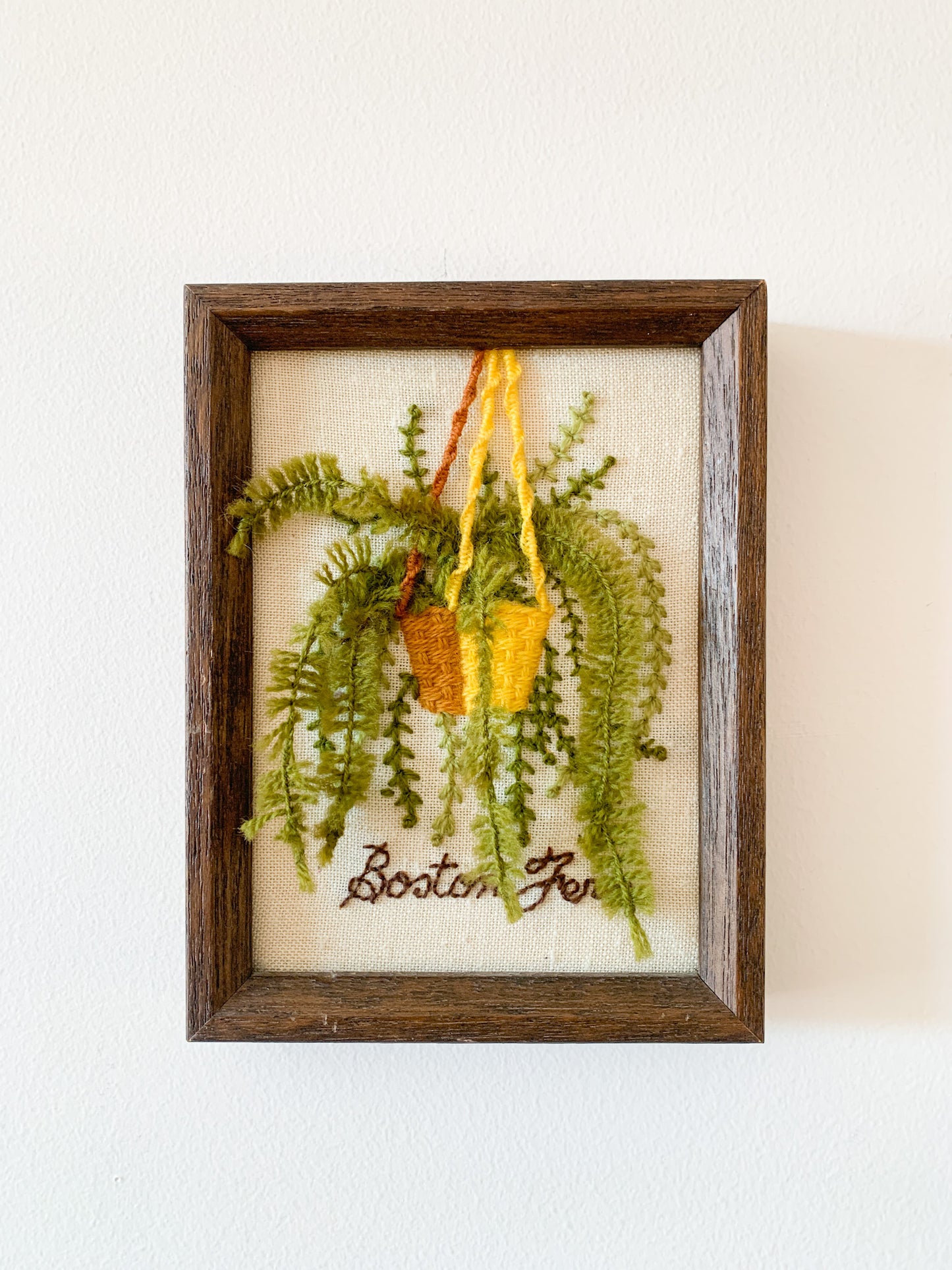 Vintage Boston Fern 3D Framed Embroidery