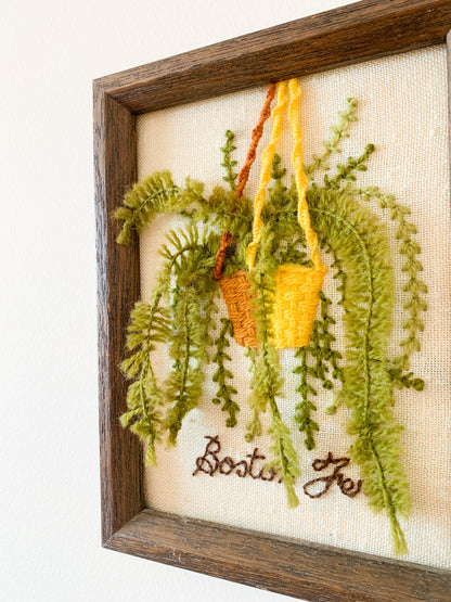 Vintage Boston Fern 3D Framed Embroidery