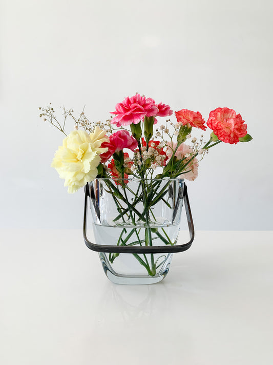 Vintage Glass and Silver Ice Bucket / Vase