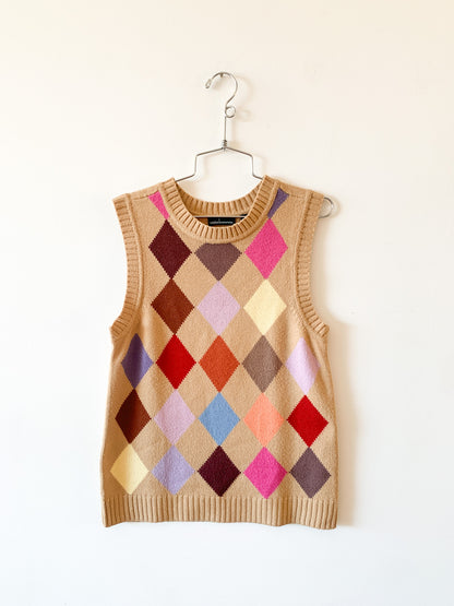 Y2K Moda Colorful Argyle Vest