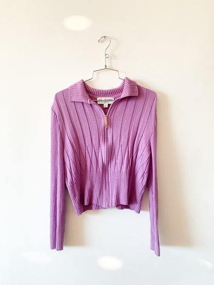 Vintage St.John Lavender Zip Front Sweater