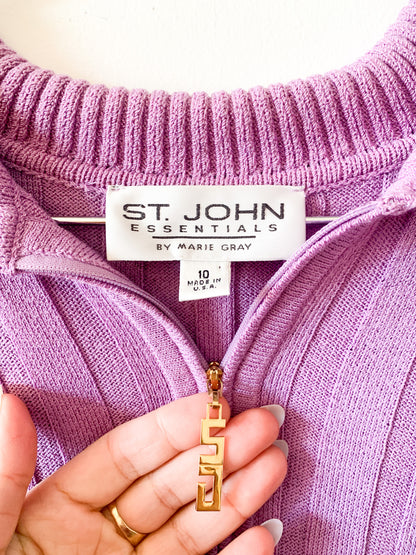 Vintage St.John Lavender Zip Front Sweater