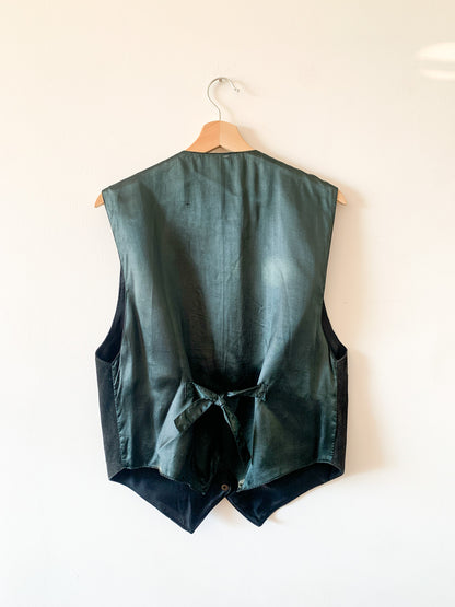 80s Black Leather Fringe Vest