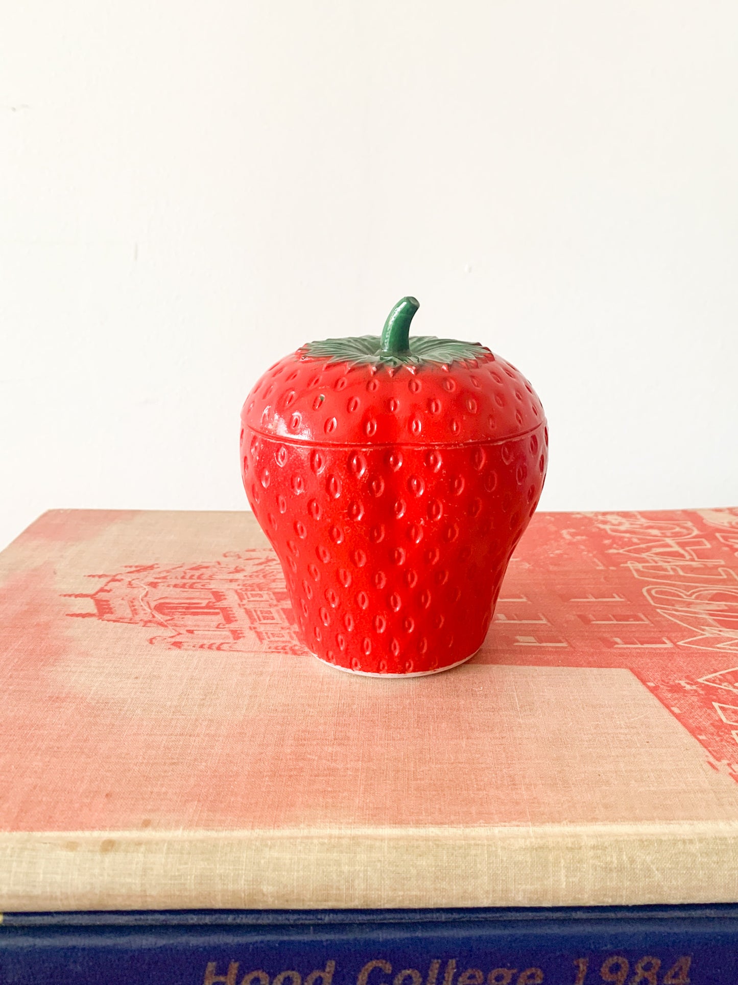 c.1940 Hazel Atlas Milk Glass Strawberry Jar