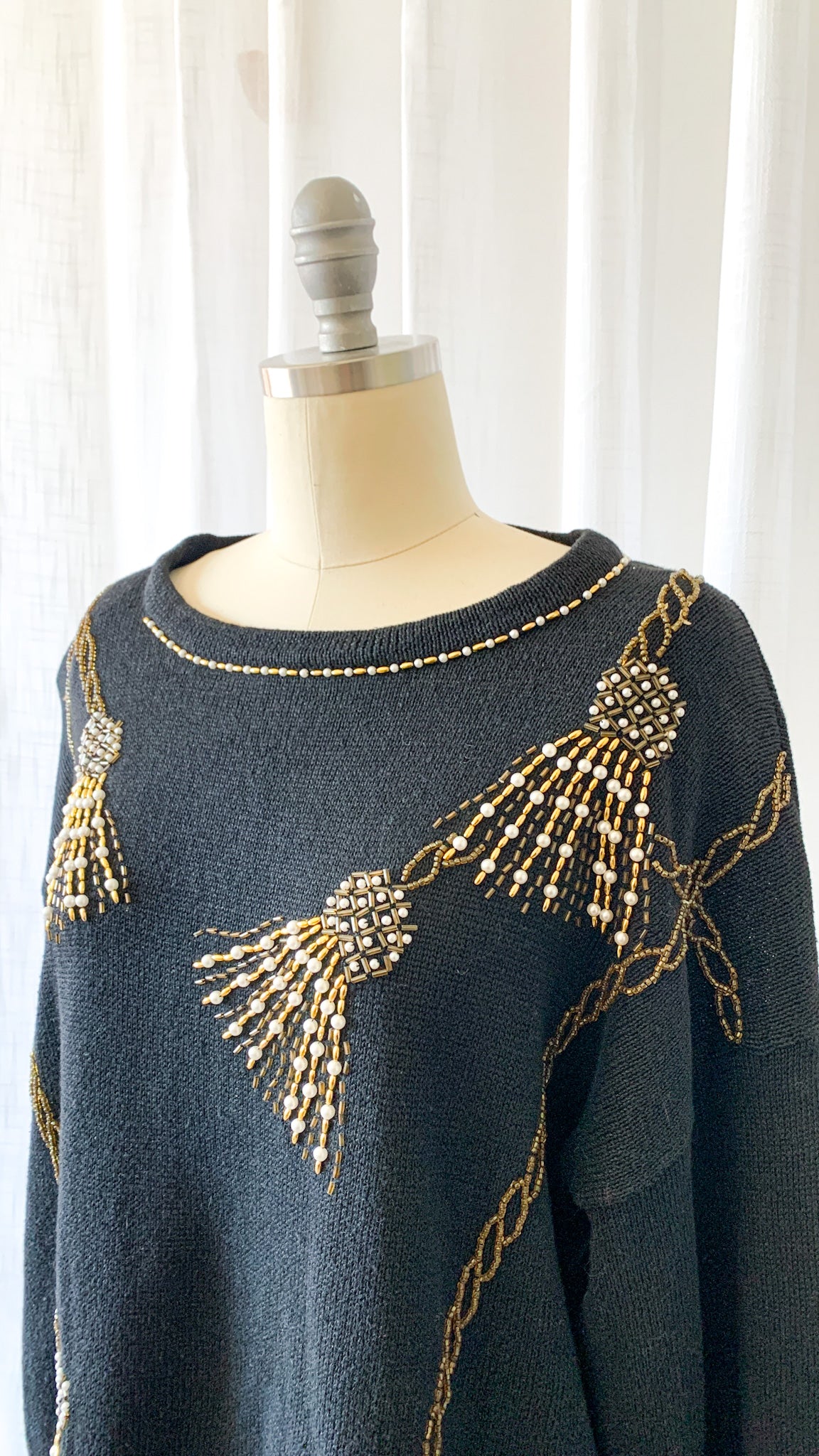 80s Beaded Tassel Sweater