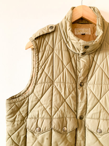 80s Tan Quilted Puffer Vest