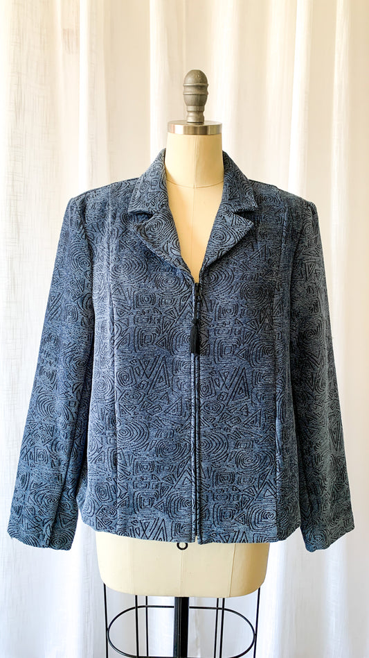 90s Blue Abstract Pattern Jacket